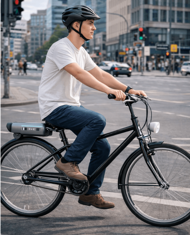 Urban commuter with Velgo e-bike kit