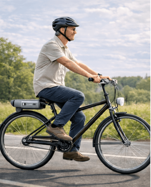 Countryside rider with electric bike conversion